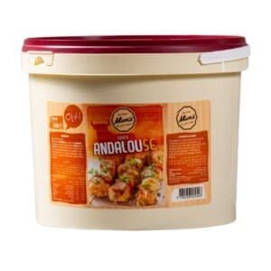 Sauce Andalouse pour kebabs, frites et sandwiches, 5 kg, condiment épicé et savoureux, idéal pour la cuisine méditerranéenne, en pot pratique, qualité professionnelle.