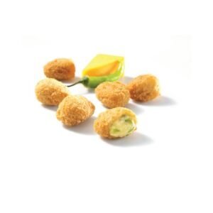 Frites de poulet croustillantes avec sauce à la moutarde et au piment vert.