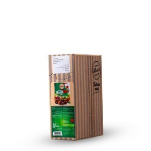 Alimentaire épices algériennes, boîte en carton marron avec logo MUM'S et étiquette de sauce épicée Algerian Spice, sur fond blanc.