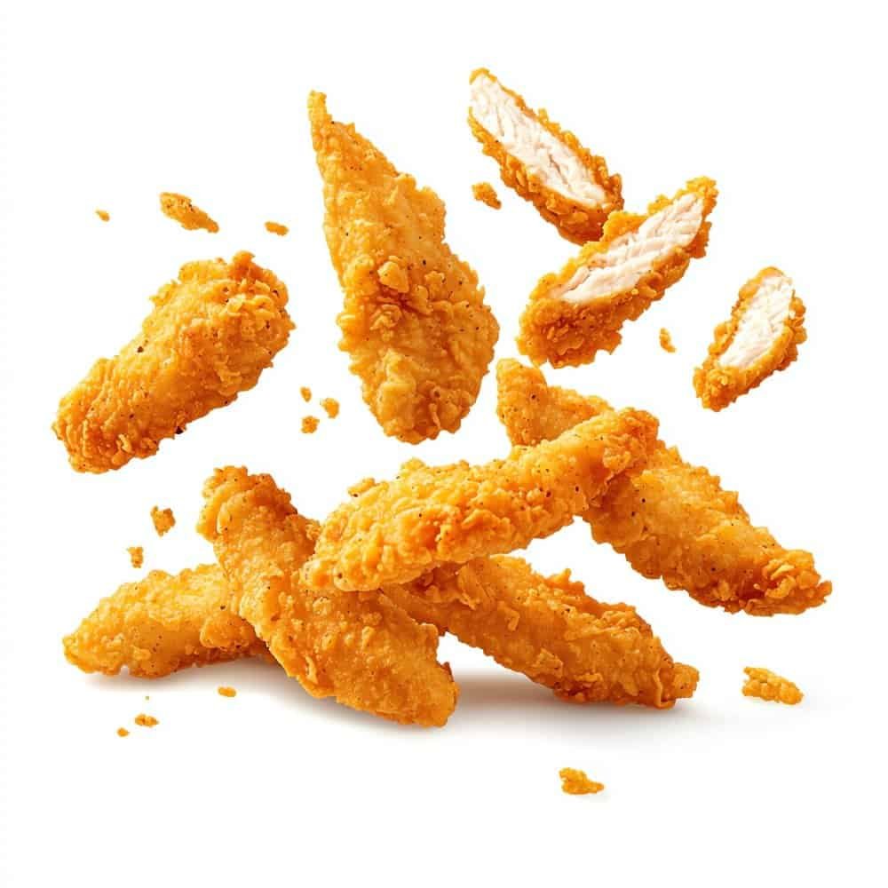 Accueil 3 Poulet frit croustillant doré, morceaux de poulet panés et frits, idéal pour repas rapides ou apéritifs, présenté en morceaux avec une texture croustillante.